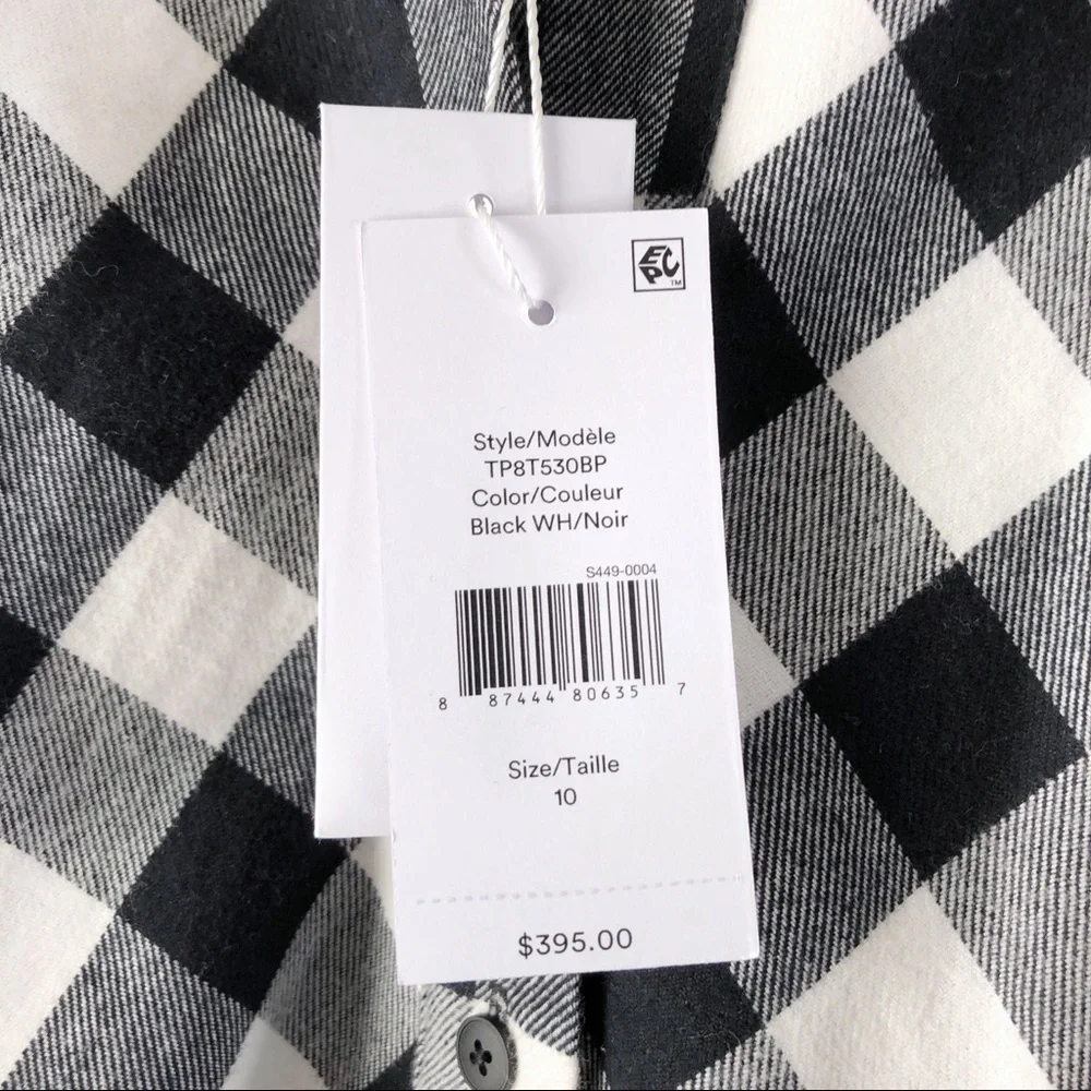 nwt  10 crosby derek lam tie waist flannel dress - Picture 3 of 10